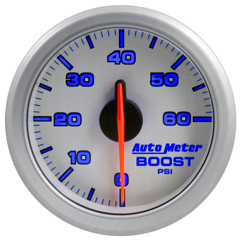 Autometer Airdrive 2-1/6in Boost Gauge 0-60 PSI - Silver 9160-UL