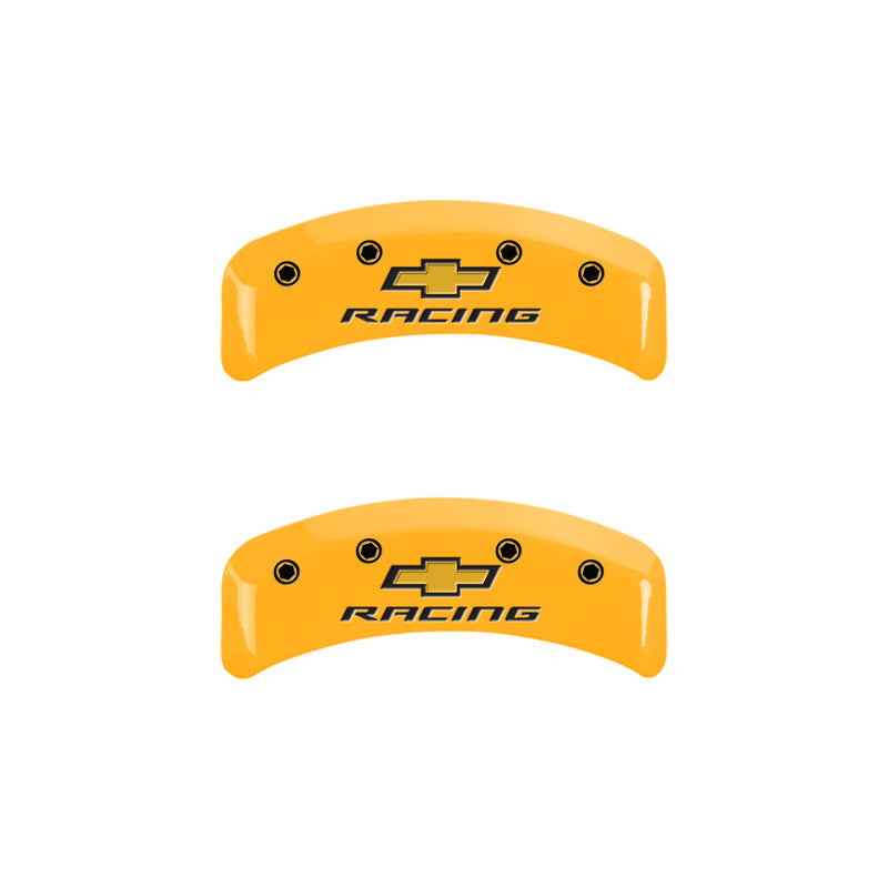 MGP 4 Caliper Covers Engraved F & R Chevy Racing Yellow Finish Black Char 1988 Chevrolet Corvette MGP