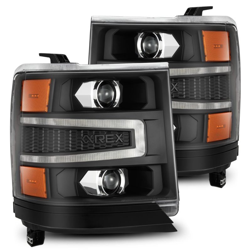 AlphaRex 880234 16-18 Chevy 1500HD LUXX LED Proj Headlights BK w/Seq Actvn Light / SeqSig (Req PN 810023)