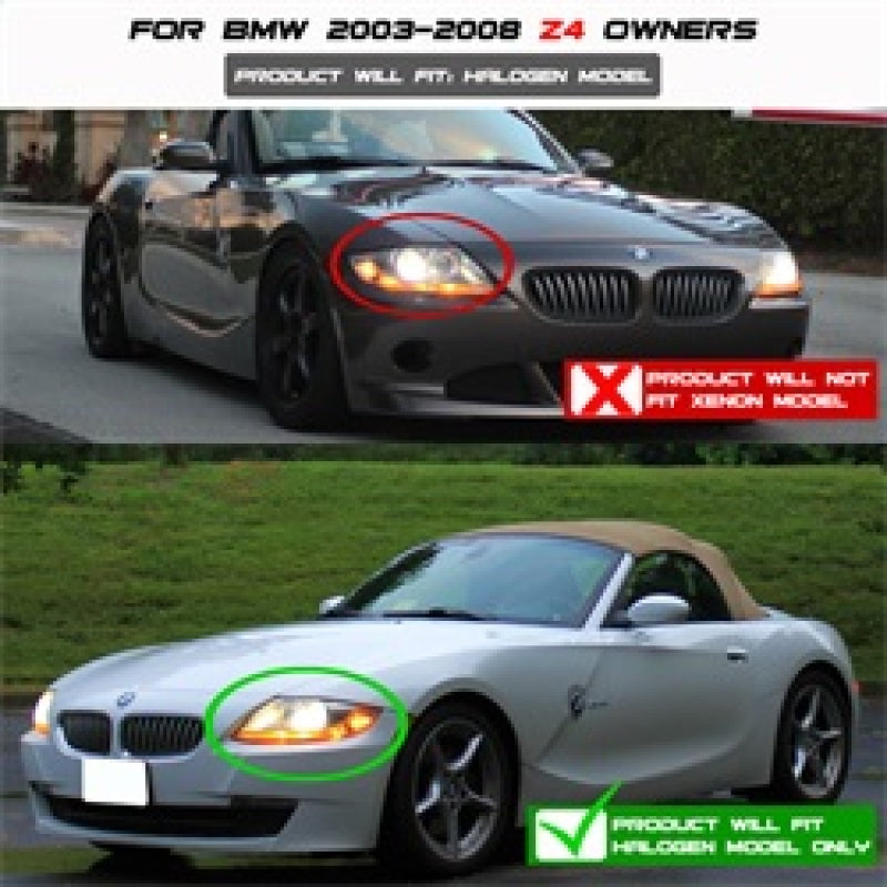 Spyder BMW Z4 03-08 Projector Headlights Halogen Model Only - LED Halo Black PRO-YD-BMWZ403-HL-BK - eliteracefab.com