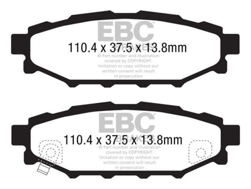 EBC 12+ Subaru BRZ 2.0 (solid rear rotors) Greenstuff Rear Brake Pads - eliteracefab.com