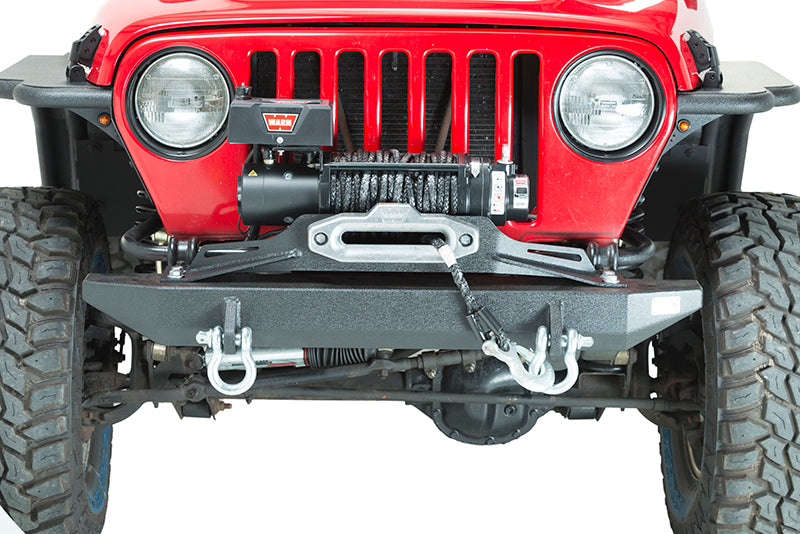 Fishbone Offroad 97-06 Jeep Wrangler TJ Rubicon Front Bumper - Blk Txtrd Powdercoat Piranha Series Fishbone Offroad