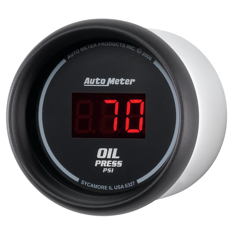 AutoMeter GAUGE; OIL PRESSURE; 2 1/16in.; 100PSI; DIGITAL; BLACK DIAL W/RED LED - eliteracefab.com