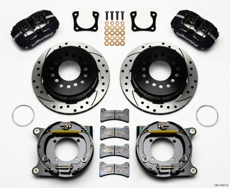 Wilwood Dynapro Low-Profile 11.00in P-Brake Kit Drilled Chevy 12 Bolt Spcl 2.81in Offset Wilwood