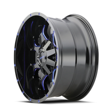 Load image into Gallery viewer, Mayhem 8015 Warrior 18x9 / 5x127 BP / 18mm Offset / 87mm Hub Black w/ Prism Blue Wheel