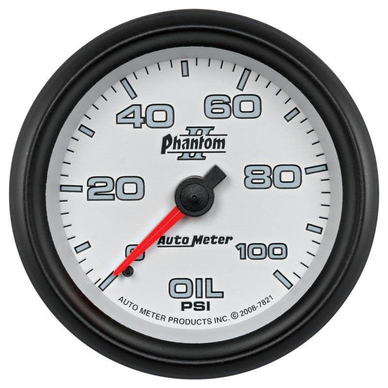 Autometer Phantom II 2-5/8in 100 PSI Mechanical Oil Pressure Gauge 7821