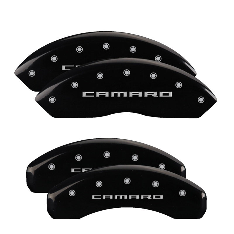 MGP 4 Caliper Covers Engraved Front & Rear Gen 5/Camaro Black finish silver ch - eliteracefab.com