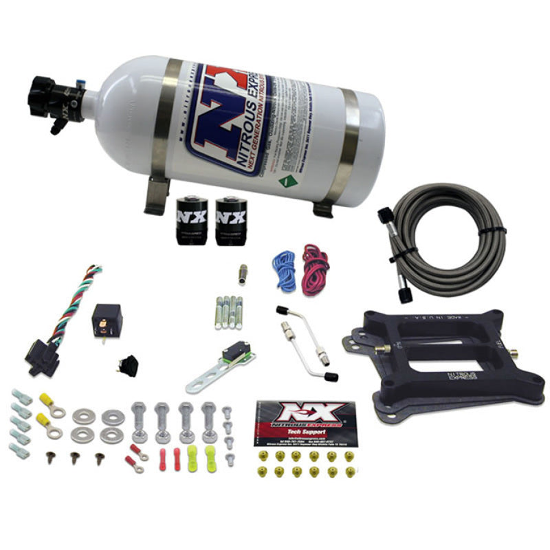 Nitrous Express 4150 4-BBL/Gasoline Nitrous Kit (50-300HP) w/10lb Bottle - eliteracefab.com