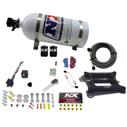 Nitrous Express 4150 4-BBL/Gasoline Nitrous Kit (50-300HP) w/10lb Bottle - eliteracefab.com