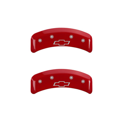 MGP 4 Caliper Covers Engraved Front & Rear Bowtie Red finish silver ch MGP