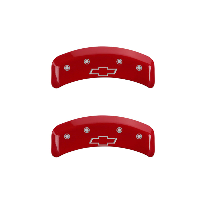 MGP 4 Caliper Covers Engraved Front & Rear Bowtie Red finish silver ch MGP