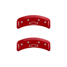 Load image into Gallery viewer, MGP 4 Caliper Covers Engraved Front &amp; Rear Bowtie Red finish silver ch MGP