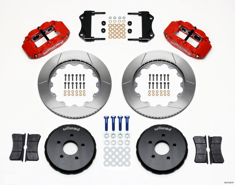 Wilwood Narrow Superlite 6R Front Hat Kit 14.00in Red Nissan 350Z/Fiti G35 - eliteracefab.com