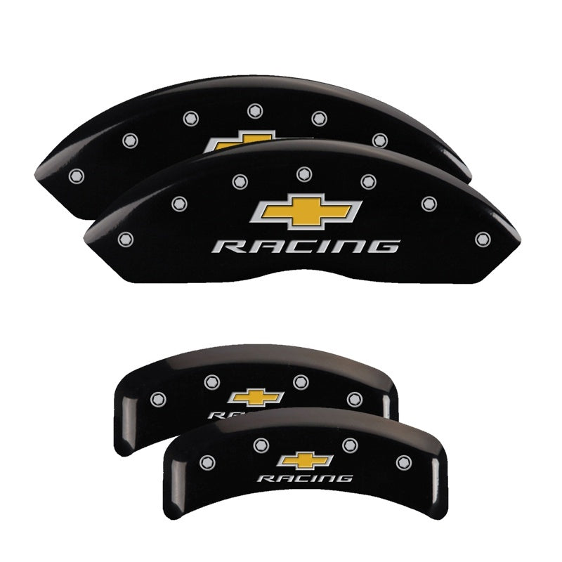 MGP 4 Caliper Covers Engraved F & R Chevy Racing Black Finish Silver Char 1988 Chevrolet Corvette MGP