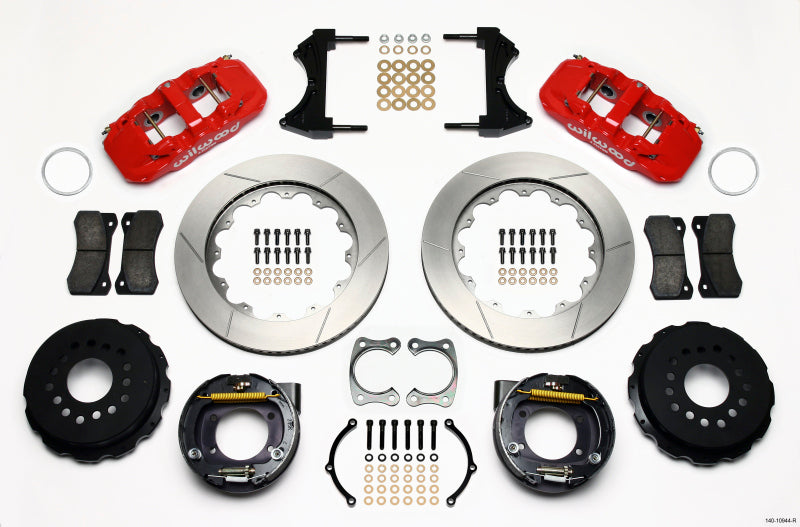 Wilwood AERO4 Rear P-Brake Kit 14.00in Red Big Ford New Style 2.36in Offset Wilwood