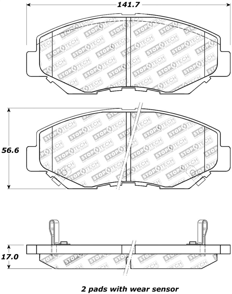 StopTech Street Touring 03-10 Honda Accord / 02-06 CR-V Front Brake Pads - eliteracefab.com