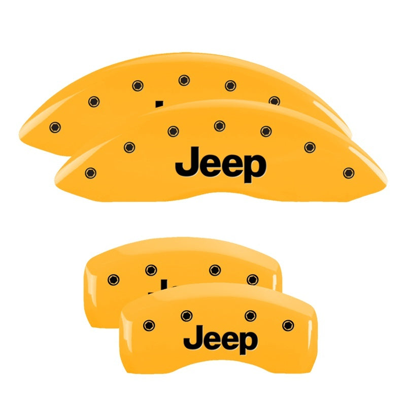 MGP 4 Caliper Covers Engraved Front & Rear JEEP Yellow finish black ch MGP