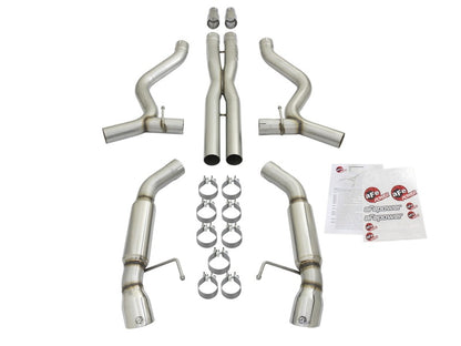 aFe MACHForce XP 3in Aggressive Toned Cat-Back Exhausts w/ Polished Tips 15-17 Ford Mustang V6/V8 aFe