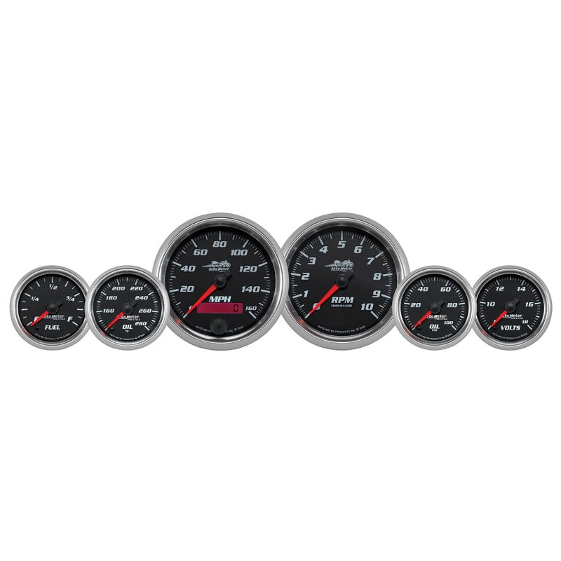 Autometer Pro-Cycle Gauge Kit 6 Pc. Kit 3 3/8in & 2 1/16in Bagger Black 19601