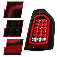 ANZO 11-14 Chrysler 300 LED Taillights Black w/ Sequential - eliteracefab.com