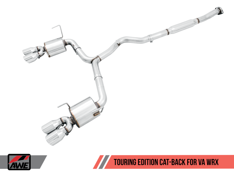 AWE Tuning 2015+ Subaru WRX VA Sedan Touring Edition Exhaust - Chrome Silver Tips (102mm) - eliteracefab.com