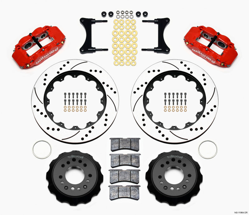 Wilwood Narrow Superlite 6R Front Hat Kit 14.00in Drill Red 93-96 Mazda RX7 Wilwood