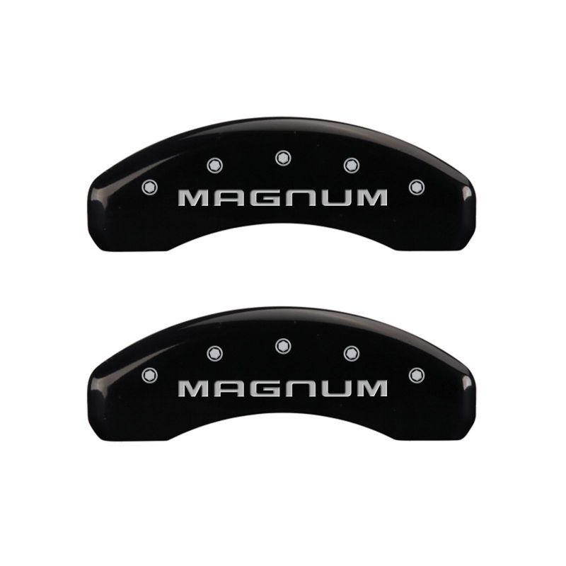 MGP 4 Caliper Covers Engraved Front & Rear Magnum Black finish silver ch MGP