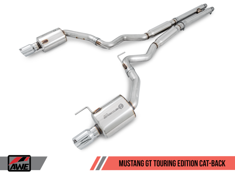 AWE Tuning S550 Mustang GT Cat-back Exhaust - Touring Edition (Diamond Black Tips) - eliteracefab.com