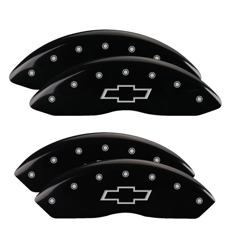 MGP 4 Caliper Covers Engraved F & R Bowtie Black Finish Silver Char 2014 Chevrolet Express 2500 MGP