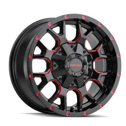 Mayhem 8015 Warrior 17x9 / 5x127 BP / 18mm Offset / 87mm Hub Black w/ Prism Red Wheel Mayhem