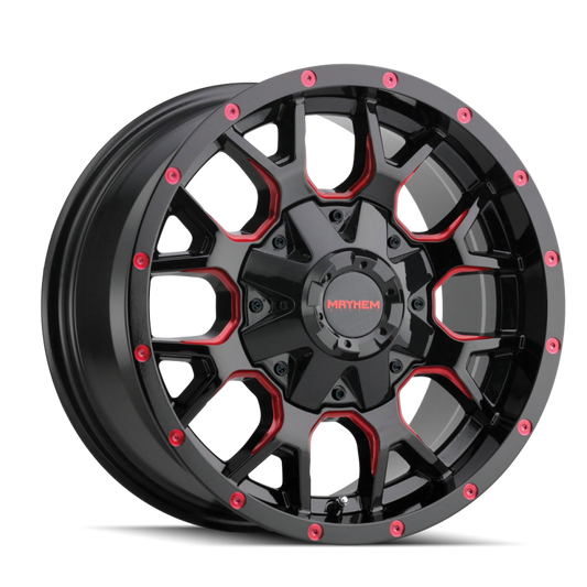 Mayhem 8015 Warrior 18x9 / 6x135 BP / 18mm Offset / 106mm Hub Black w/ Prism Red Wheel Mayhem