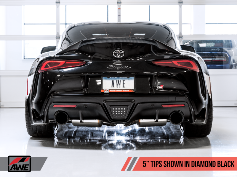 AWE 2020 Toyota Supra A90 Track Edition Exhaust - 5in Diamond Black Tips - eliteracefab.com