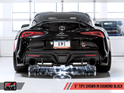 AWE 2020 Toyota Supra A90 Non-Resonated Touring Edition Exhaust - 5in Diamond Black Tips - eliteracefab.com