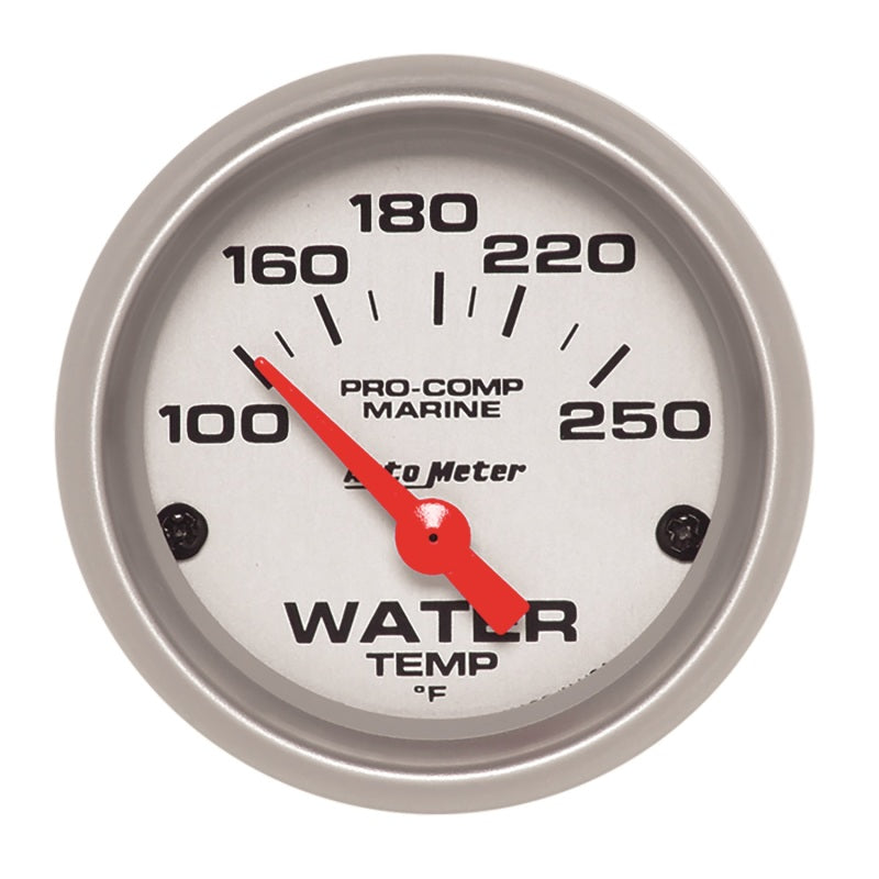 AutoMeter GAUGE; WATER TEMP; 2 1/16in.; 100-250deg.F; ELECTRIC; MARINE SILVER - eliteracefab.com