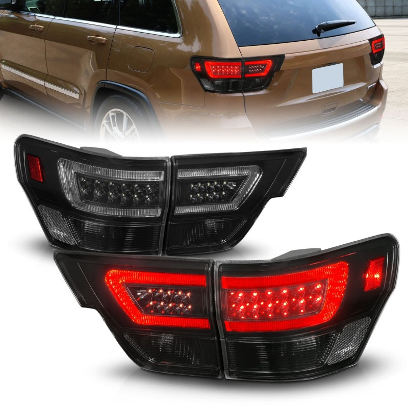 ANZO JEEP GRAND CHEROKEE 11-13 LED LIGHT BAR TAIL LIGHTS 4PCS BLACK SMOKE LENS - 311440