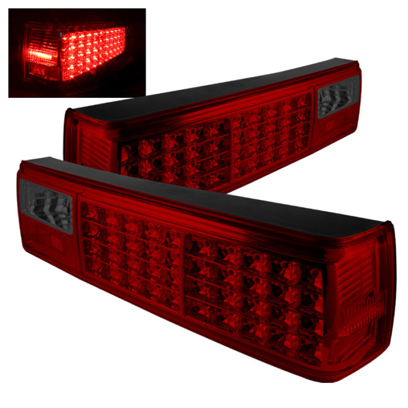 Xtune Ford MUStang 87-93 LED Tail Lights Red Smoke ALT-ON-FM87-LED-RS - eliteracefab.com