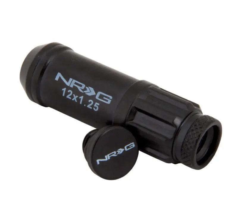 NRG 700 Series M12 X 1.25 Steel Lug Nut w/Dust Cap Cover Set 21 Pc w/Locks & Lock Socket - Black - eliteracefab.com