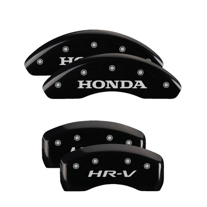 MGP 4 Caliper Covers Engraved Front Honda Engraved Rear HR-V Black finish silver ch MGP