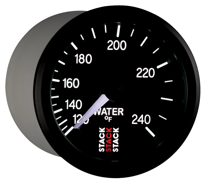 Autometer Stack 52mm 120-240 Deg F 1/2in Npt (M) Mechanical Water Temp Gauge - Black ST3108