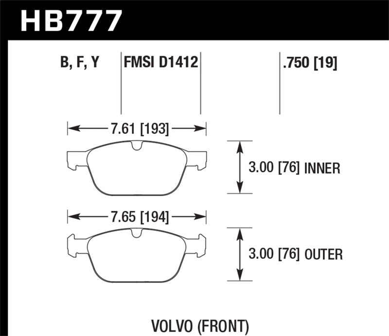 Hawk 10-15 Volvo XC60 / 03-14 Volvo XC90 (w/ 328mm Rotors) HPS Street Front Brake Pads - eliteracefab.com