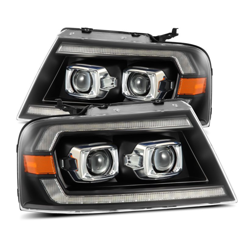 AlphaRex 880131 04-08 Ford F-150 (No 2004 Heritage) LUXX-Series LED Proj HL Alpha-Blk w/Actv Lgt / Seq. Sig