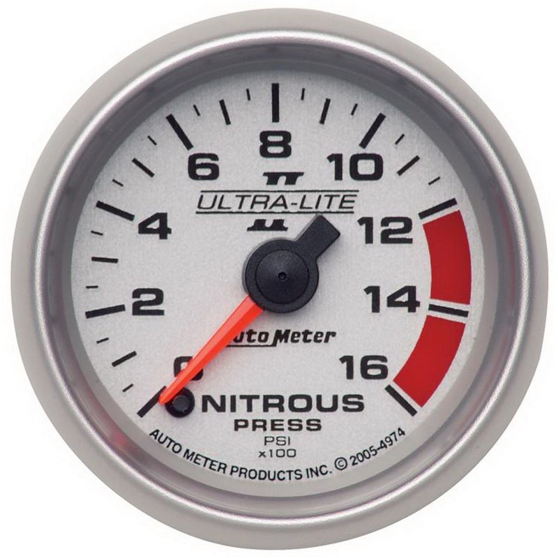 Autometer Ultra-Lite II 2 1/16in FSE 0 - 1600 PSI Nitrous Pressure Gauge - eliteracefab.com