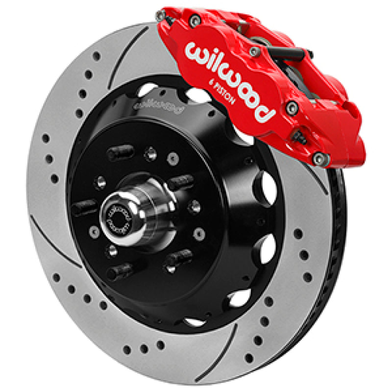 Wilwood Forged 6 Piston Red Superlite Caliper, SRP 72 Vane Vented Spec37 Drilled & Slotted Rotor - 1 Wilwood