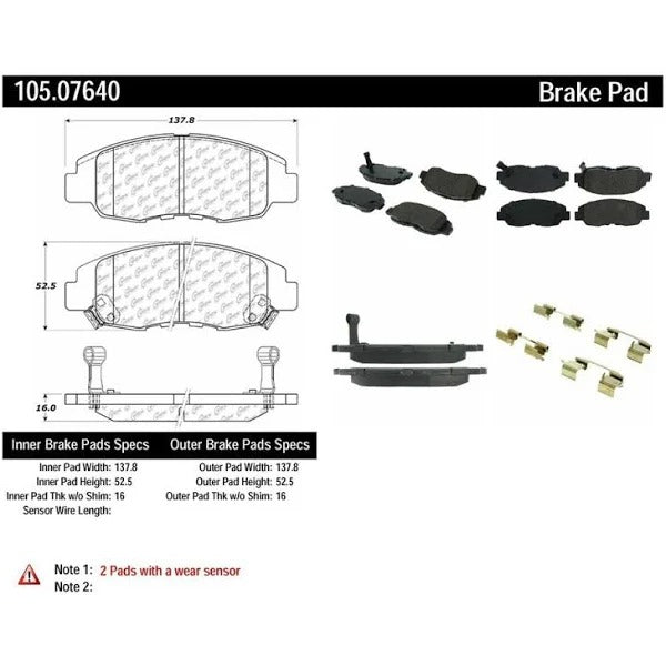 POSIQUIET 00-11 HONDA CIVIC FRONT CERAMIC BRAKE PADS, 105.07640 - eliteracefab.com