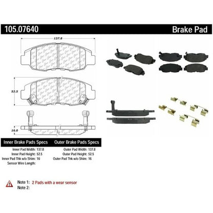 POSIQUIET 00-11 HONDA CIVIC FRONT CERAMIC BRAKE PADS, 105.07640 - eliteracefab.com