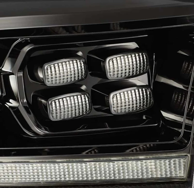 AlphaRex 09-18 Dodge Ram 2500HD LUXX LED Proj Headlights Plank Style Black w/Seq Signal/Smoked DRL - eliteracefab.com