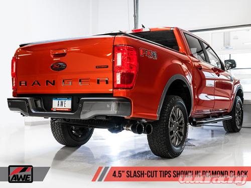 AWE Tuning 2019+ Ford Ranger 0FG Performance Exhaust System w/Diamond Black Tips & Rock Guard - eliteracefab.com