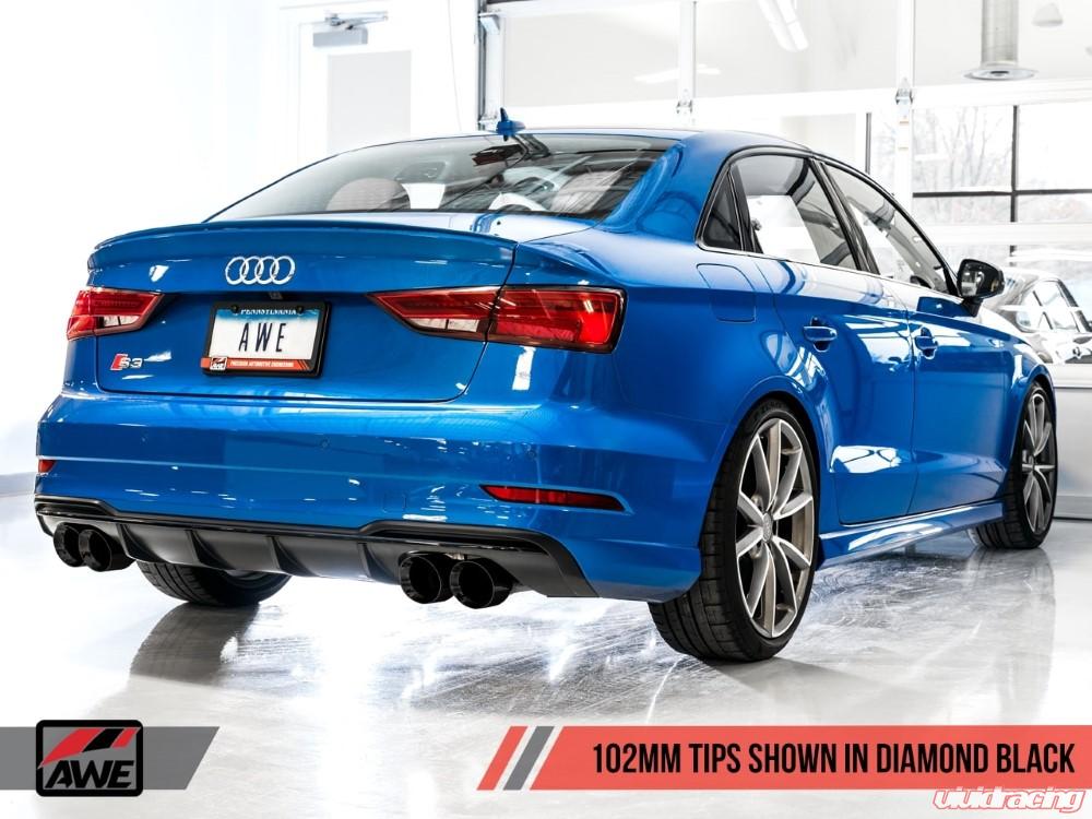 AWE Tuning Audi 8V S3 SwitchPath Exhaust w/Diamond Black Tips 102mm - eliteracefab.com