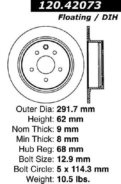 CENTRIC PERFORMANCE BRAKE ROTOR, 120.42073 - eliteracefab.com