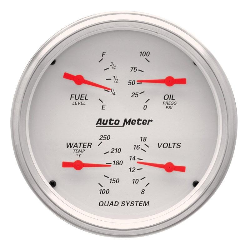 AutoMeter Gauge Kit 2 Pc. Quad & Speedometer 5in. Arctic White 1303